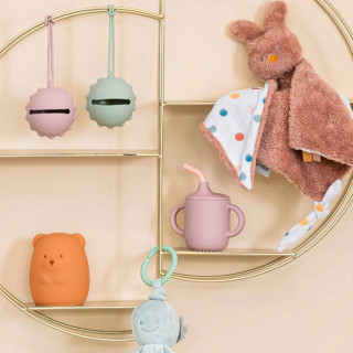 Nattou silikonska šolja sa slamčicom, svetlo roze 