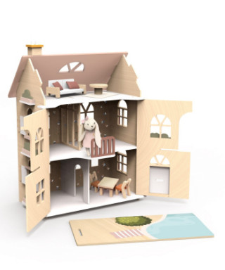 Speedy Monkey Drvena kuća set nameštaja sa zekom 