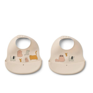 Liewood silik portikla 2pcs Ember,CatsandDogs/Sand 