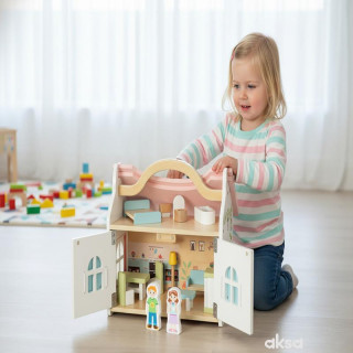 Cute&Cool drvena igračka nosiva kućica za lutke 