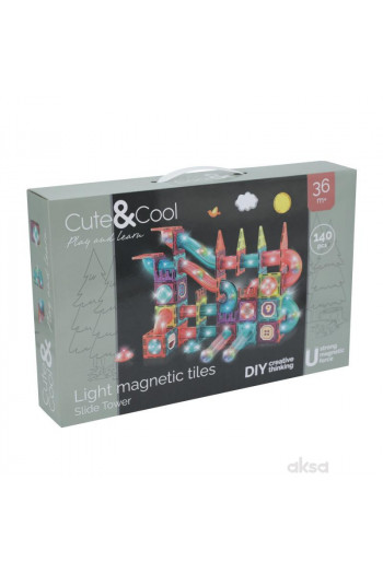 Cute&Cool magnetne pločice svetleća staza,140 kom 
