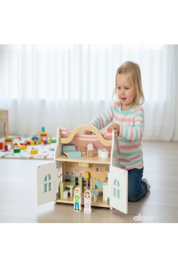 Cute&Cool drvena igračka nosiva kućica za lutke 