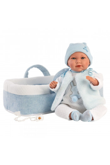 Lutka Llorens beba Mimo u plavoj nosiljci,plava 