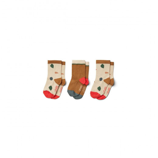 Liewood sokne 3 pcs Silas, Dino dark sandy mix 