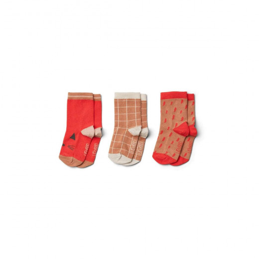 Liewood sokne 3 pcs Silas, Dino dark sandy mix 