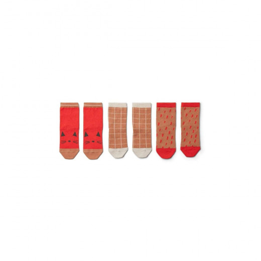 Liewood sokne 3 pcs Silas, Dino dark sandy mix 