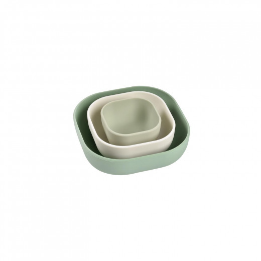 Beaba set silik. nasloživih činija 3kom, green 