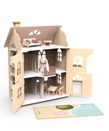 Speedy Monkey Drvena kuća set nameštaja sa zekom 