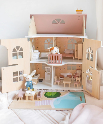 Speedy Monkey Drvena kuća set nameštaja sa zekom 