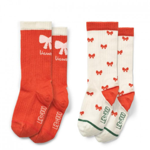 Liewood Annette sokne 2pcs,Holiday bow/Sandy 
