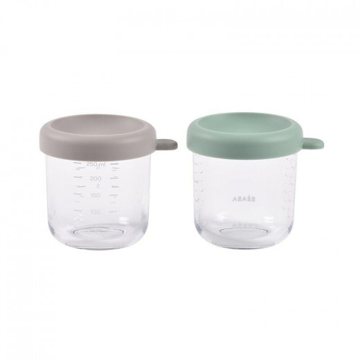 Beaba set od 2x250 ml staklene posude,S green/Gaze 