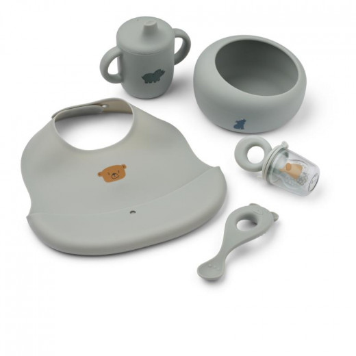 Liewood set za hranjenje 5pcs Mileah,Dove blue 
