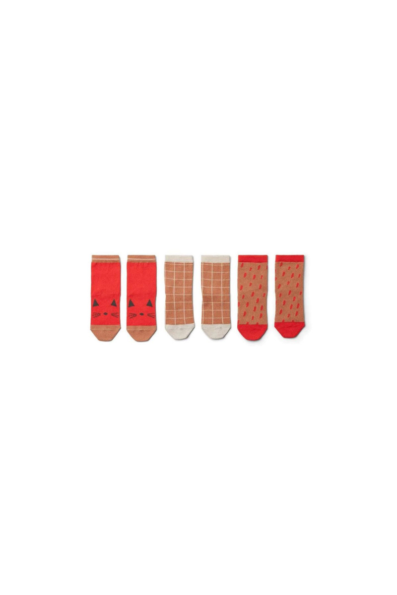 Liewood sokne 3 pcs Silas, Dino dark sandy mix 