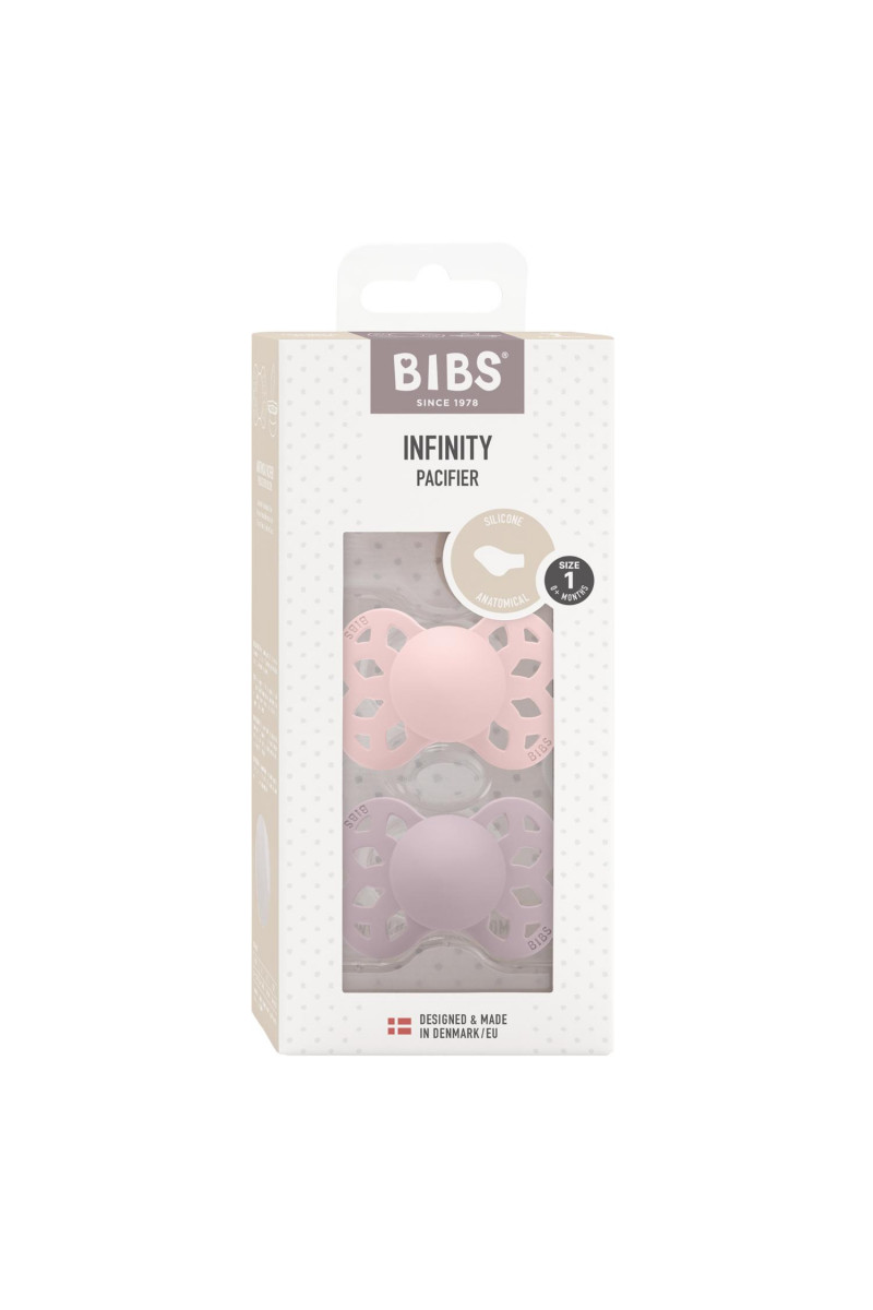 Bibs silikonska anatomska laža Infinity Lilac 0-6m 