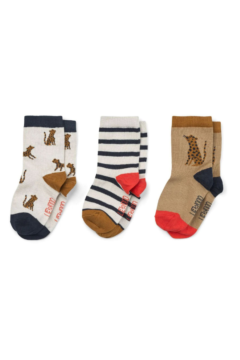 Liewood sokne 3 pcs Silas, Leopard/sandy 