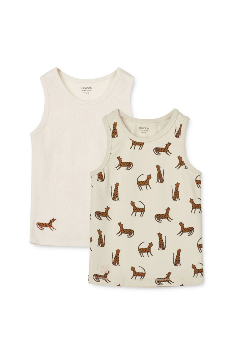 Liewood majica 2 pcs Faris, Leopard sandy/Creme 