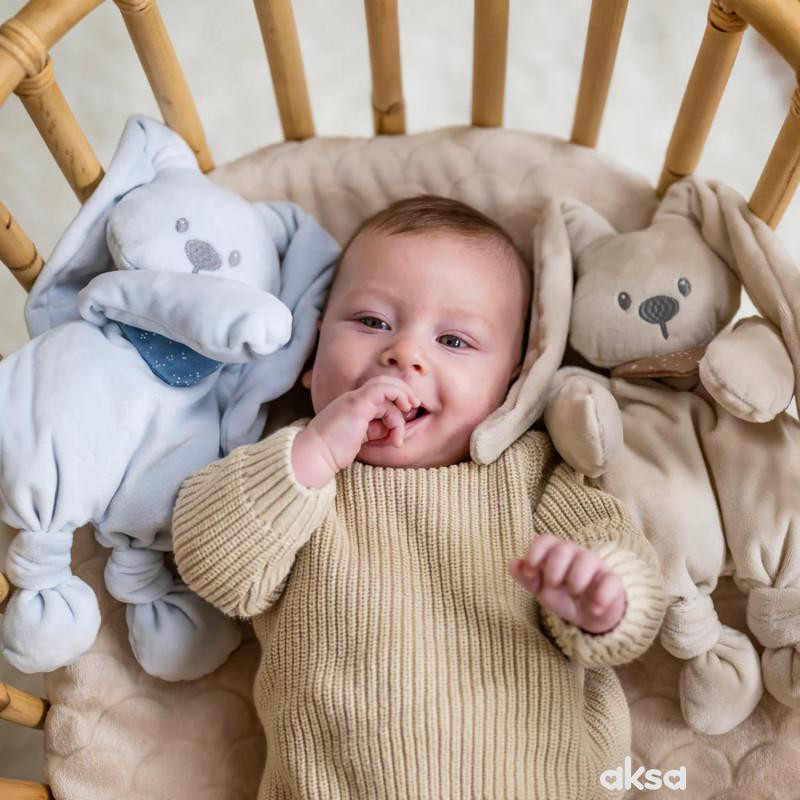 Nattou svetleća igračka, plavi zeka sa šalom 