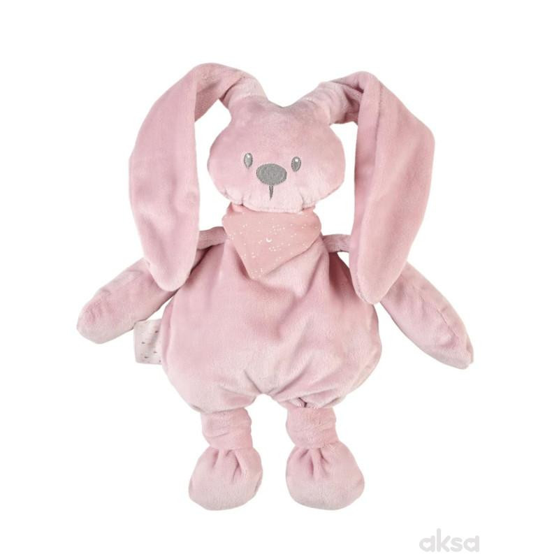 Nattou svetleća igračka, roze zeka sa šalom 