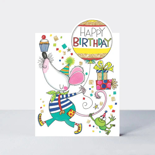 Rachel Ellen Čestitka-Happy Birthday-Mouse&Balloon 