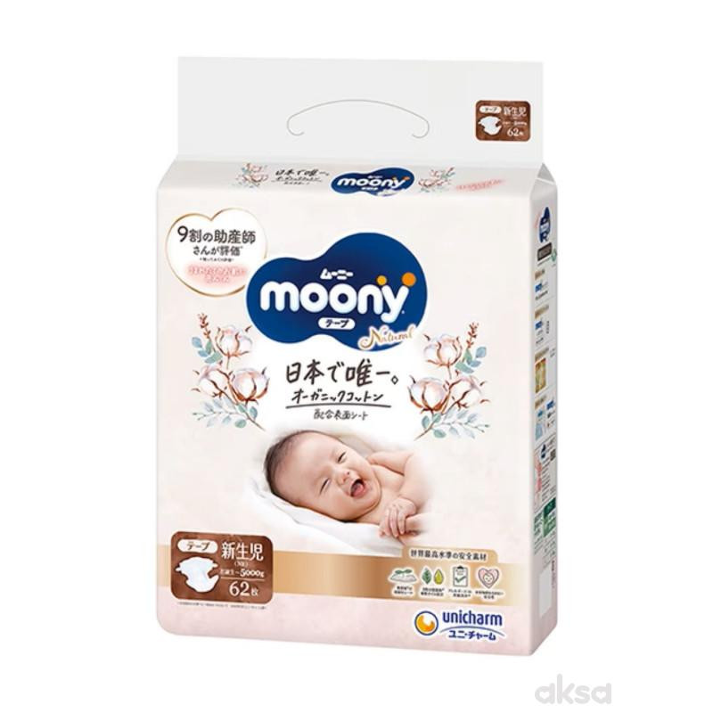Moony Natural pelene Newborn 3-5 kg, 62 kom 