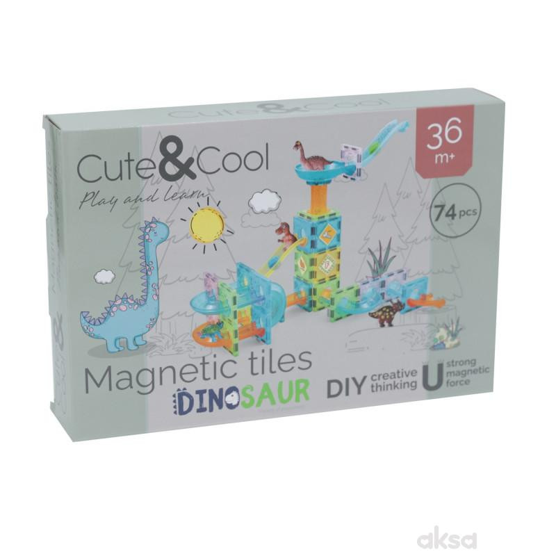Cute&Cool magnetne pločice dino svet, 74 kom 