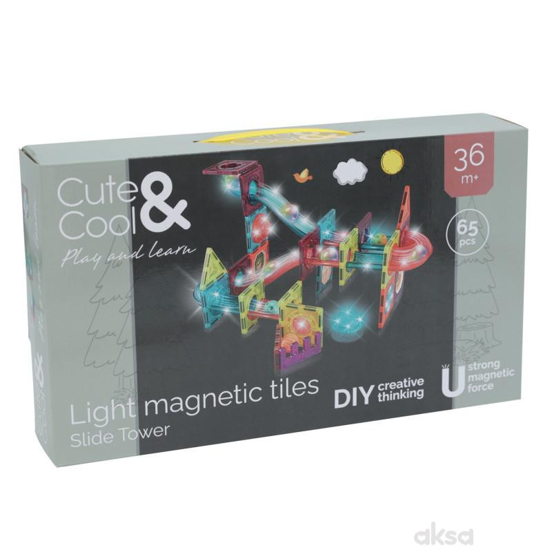 Cute&Cool magnetne pločice svetleća staza,65 kom 