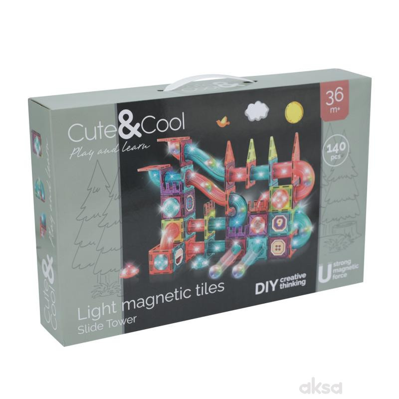 Cute&Cool magnetne pločice svetleća staza,140 kom 