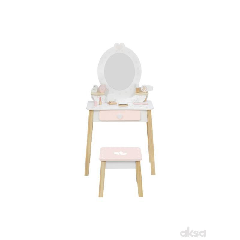 Cute&Cool drvena igračka make-up sto i stolica 
