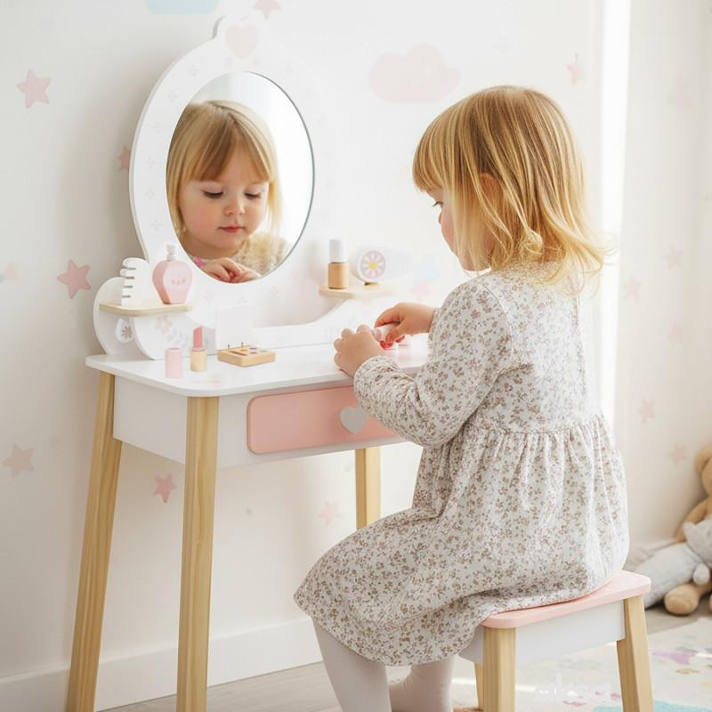 Cute&Cool drvena igračka make-up sto i stolica 
