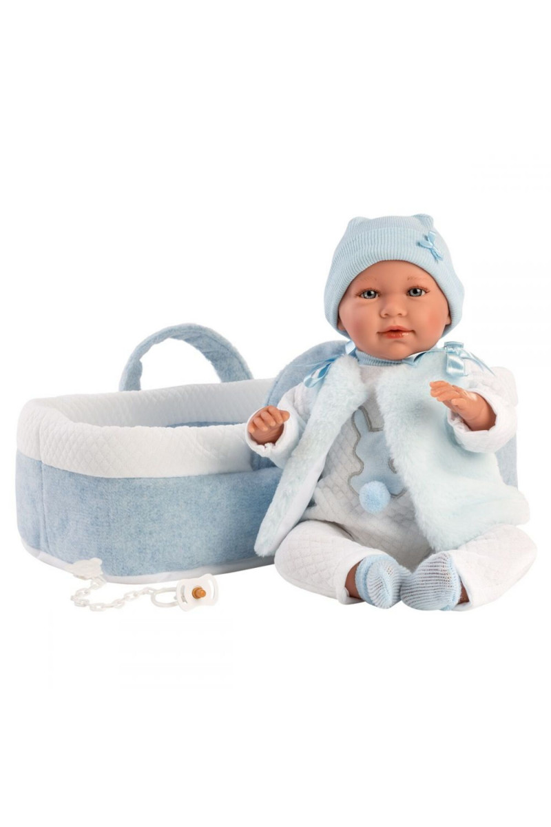 Lutka Llorens beba Mimo u plavoj nosiljci,plava 
